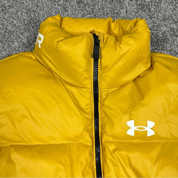 Under Armour Womens Down Puffer Full Zip Hooded Jacket Mustard Sz L 1373443-782 - Picture 9 of 16